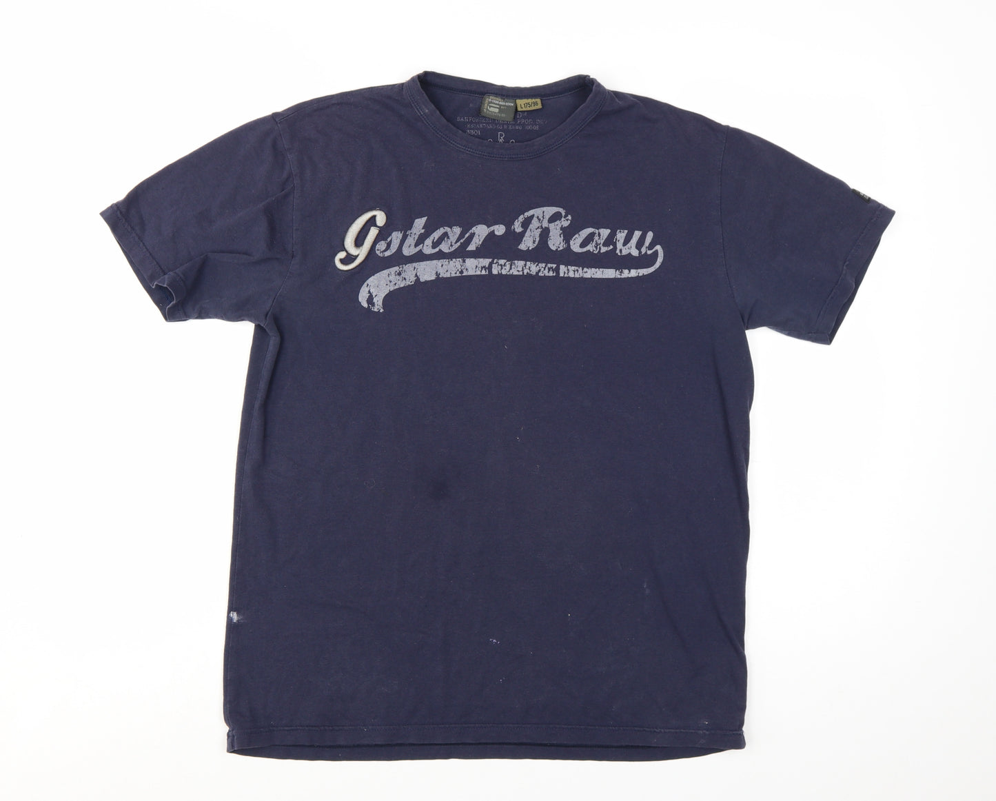 G-Star RAW Men's Navy Blue Graphic Print Crew Neck T-Shirt Size L