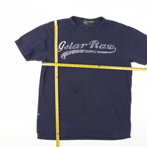 G-Star RAW Men's Navy Blue Graphic Print Crew Neck T-Shirt Size L