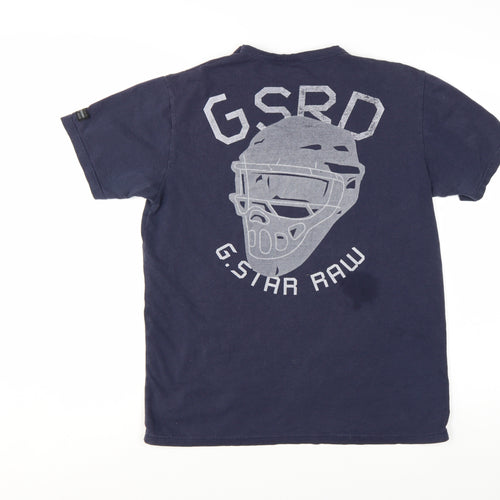 G-Star RAW Men's Navy Blue Graphic Print Crew Neck T-Shirt Size L