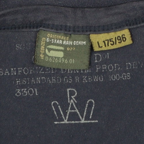 G-Star RAW Men's Navy Blue Graphic Print Crew Neck T-Shirt Size L