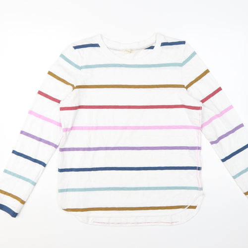 White Stuff Women's Multicoloured Stripe Cotton Long Sleeve T-Shirt Size 14