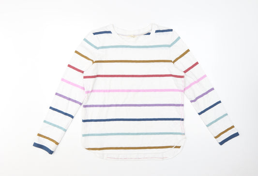 White Stuff Women's Multicoloured Stripe Cotton Long Sleeve T-Shirt Size 14