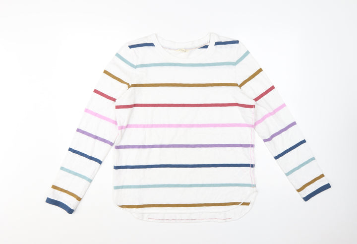 White Stuff Women's Multicoloured Stripe Cotton Long Sleeve T-Shirt Size 14
