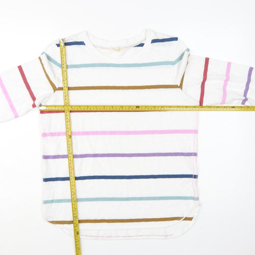 White Stuff Women's Multicoloured Stripe Cotton Long Sleeve T-Shirt Size 14