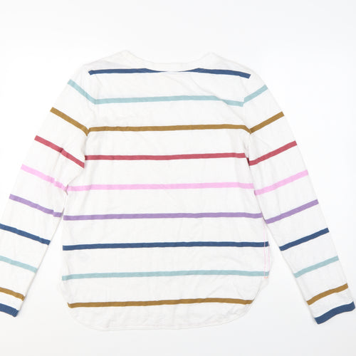 White Stuff Women's Multicoloured Stripe Cotton Long Sleeve T-Shirt Size 14