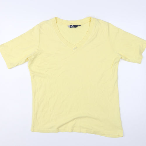 Isle Womens Yellow V-Neck Cotton Short Sleeve Basic T-Shirt Size L 18-20