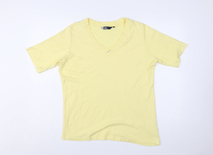 Isle Womens Yellow V-Neck Cotton Short Sleeve Basic T-Shirt Size L 18-20