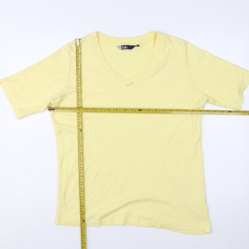 Isle Womens Yellow V-Neck Cotton Short Sleeve Basic T-Shirt Size L 18-20