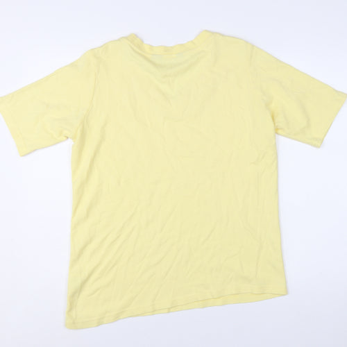 Isle Womens Yellow V-Neck Cotton Short Sleeve Basic T-Shirt Size L 18-20