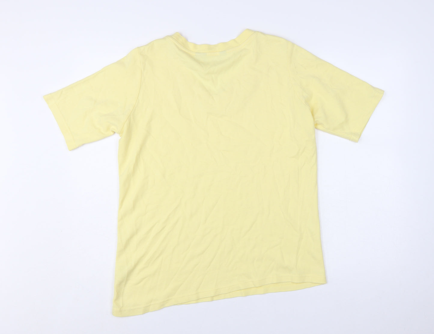 Isle Womens Yellow V-Neck Cotton Short Sleeve Basic T-Shirt Size L 18-20