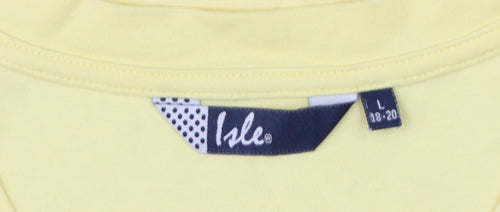 Isle Womens Yellow V-Neck Cotton Short Sleeve Basic T-Shirt Size L 18-20