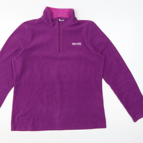 Regatta Women Purple Fleece 1/4 Zip Pullover Sweatshirt UK 12