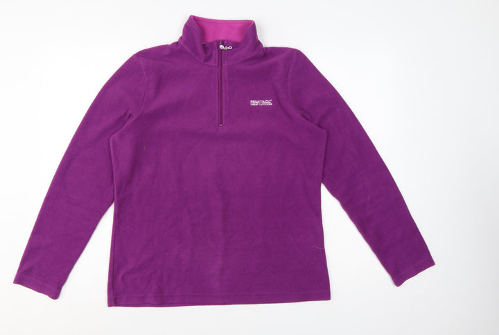 Regatta Women Purple Fleece 1/4 Zip Pullover Sweatshirt UK 12