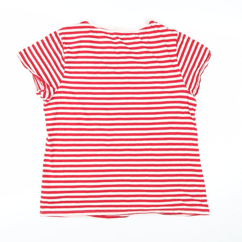 Disney Womens Red Striped Mickey Mouse Cotton T-Shirt Size M