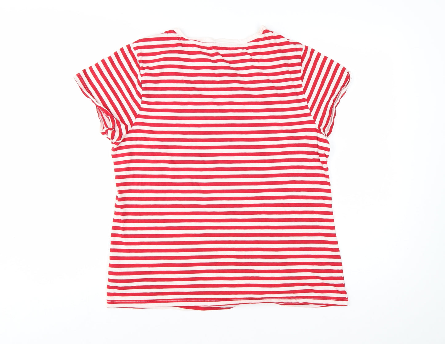 Disney Womens Red Striped Mickey Mouse Cotton T-Shirt Size M