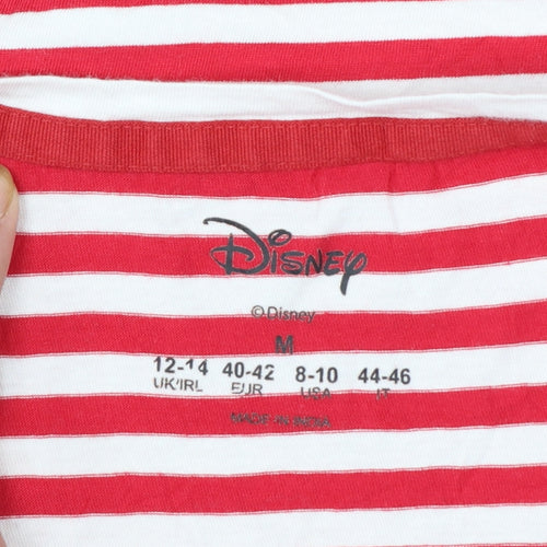 Disney Womens Red Striped Mickey Mouse Cotton T-Shirt Size M