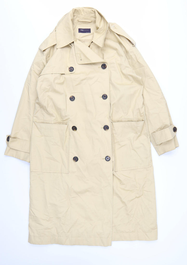 Marks and Spencer Womens Beige Size 10 Long Trench Coat