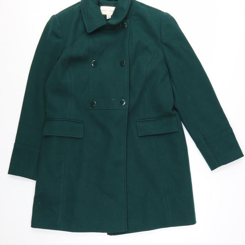 Love & Roses Women's Green Wool Blend Double-Breasted Pea Coat UK 12