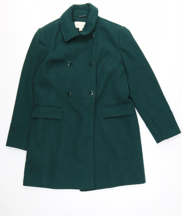 Love & Roses Women's Green Wool Blend Double-Breasted Pea Coat UK 12