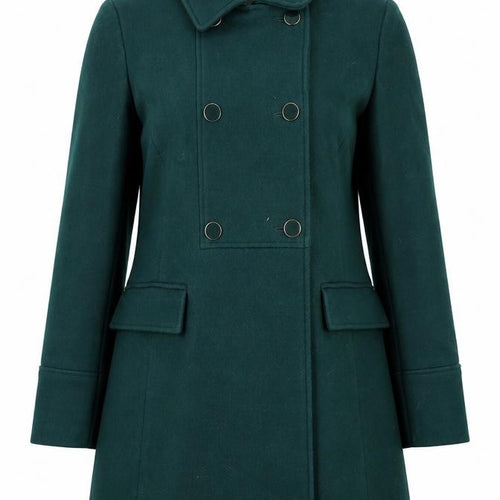 Love & Roses Women's Green Wool Blend Double-Breasted Pea Coat UK 12