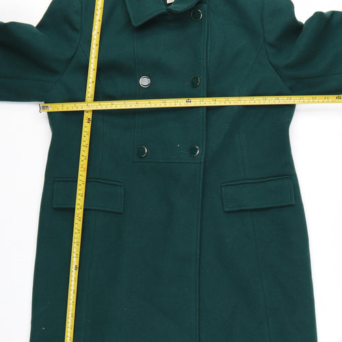 Love & Roses Women's Green Wool Blend Double-Breasted Pea Coat UK 12