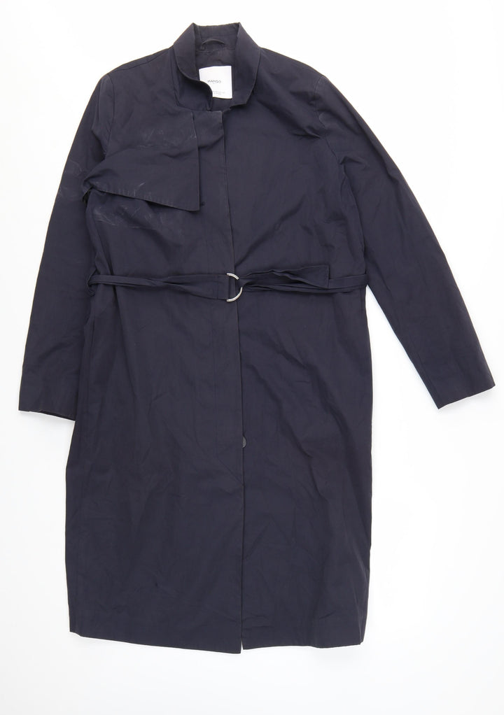 Mango Women's Blue Long Belted Trench Coat XS