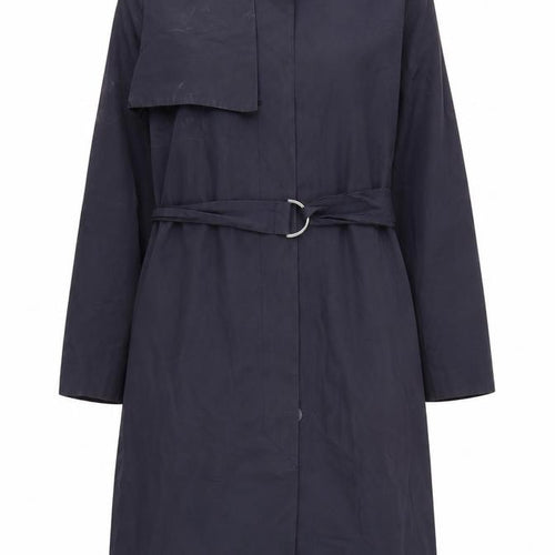 Mango Women's Blue Long Belted Trench Coat XS