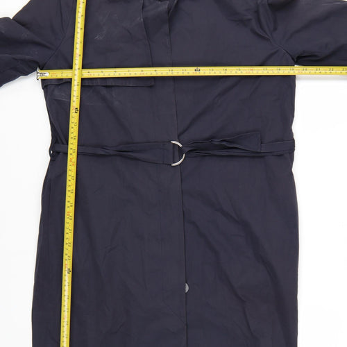 Mango Women's Blue Long Belted Trench Coat XS