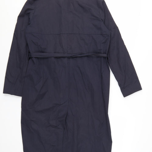 Mango Women's Blue Long Belted Trench Coat XS