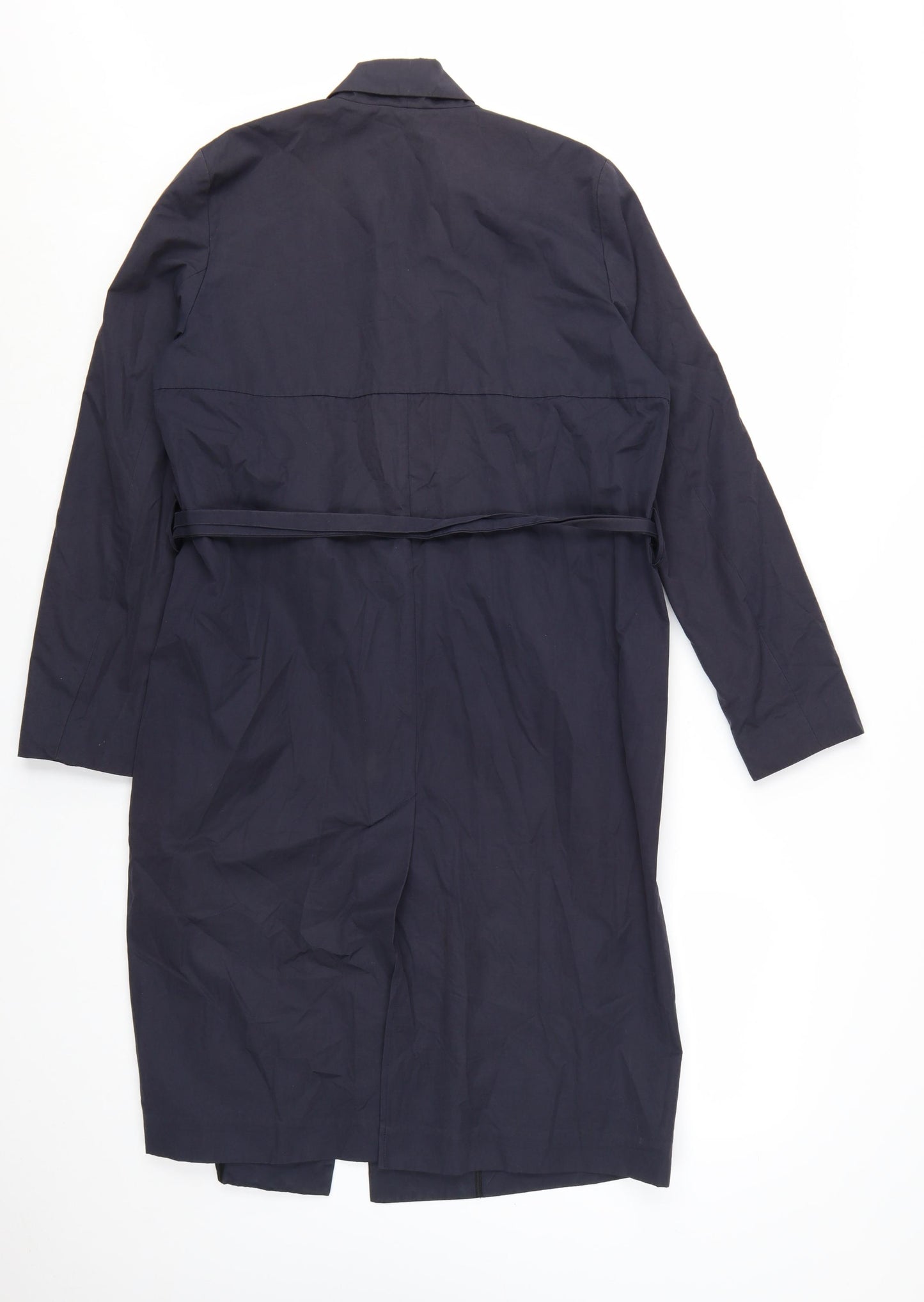 Mango Women's Blue Long Belted Trench Coat XS