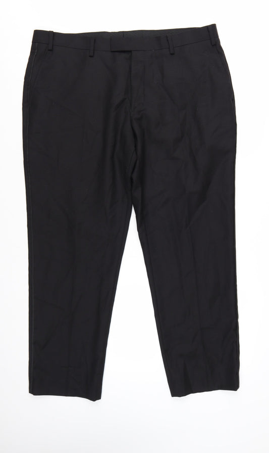 John Lewis Men’s Black Wool Regular Fit Dress Trousers 40S