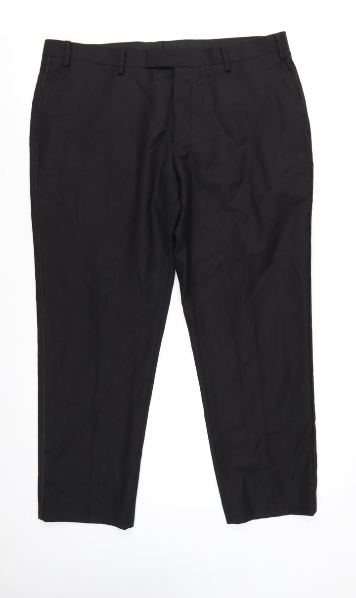 John Lewis Men’s Black Wool Regular Fit Dress Trousers 40S