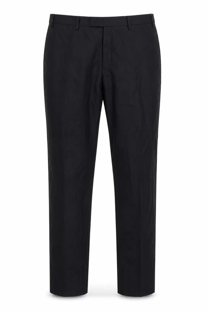 Front view of John Lewis Men’s Black Wool Regular Fit Dress Trousers 40S