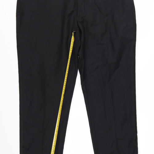 John Lewis Men’s Black Wool Regular Fit Dress Trousers 40S