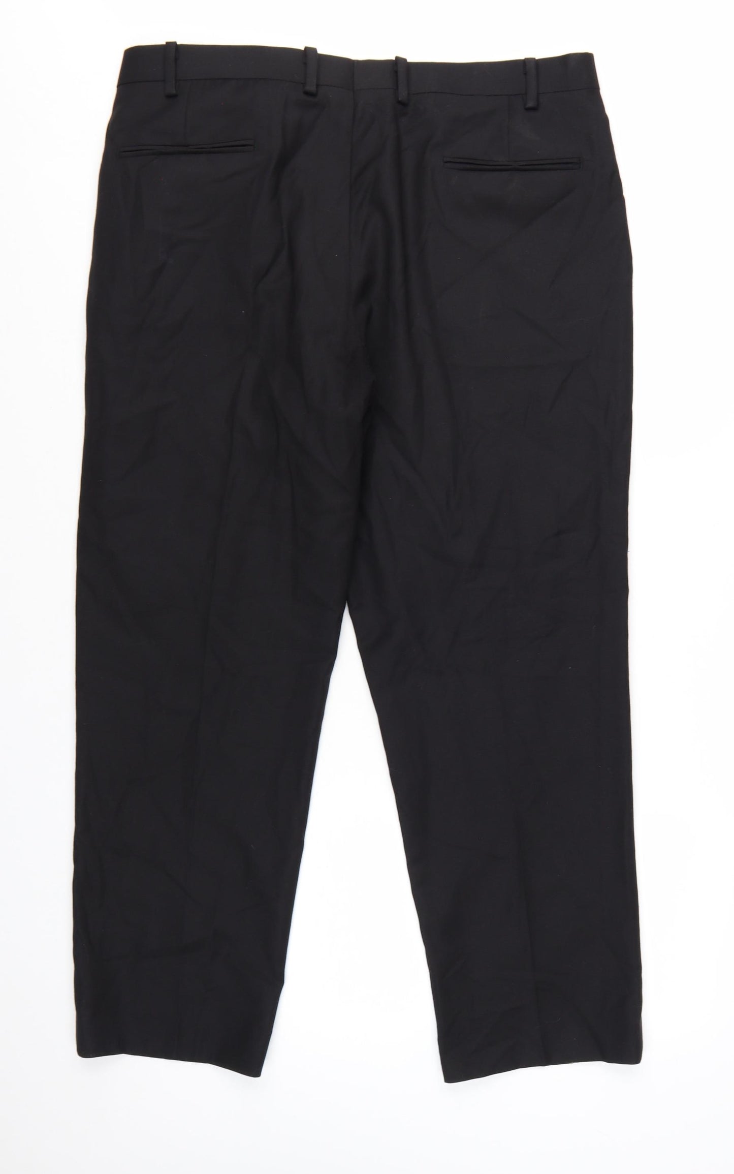 John Lewis Men’s Black Wool Regular Fit Dress Trousers 40S