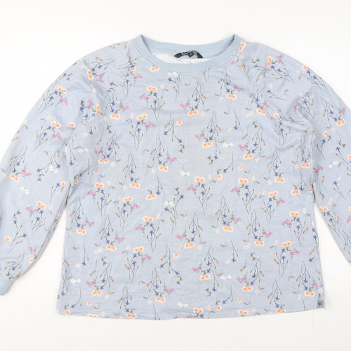 Bonmarché Women Blue Floral Pullover Sweatshirt Size 16