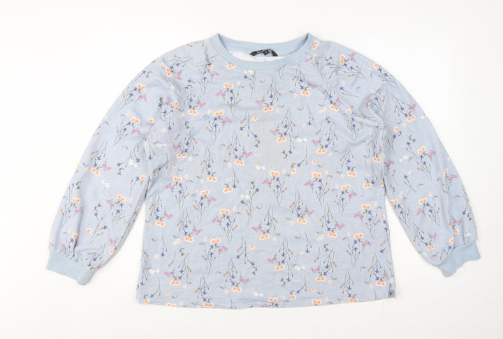 Bonmarché Women Blue Floral Pullover Sweatshirt Size 16