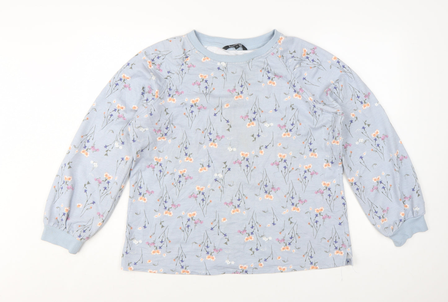 Bonmarché Women Blue Floral Pullover Sweatshirt Size 16