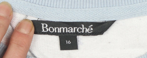 Bonmarché Women Blue Floral Pullover Sweatshirt Size 16