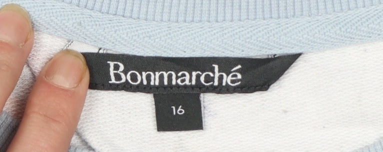 Bonmarché Women Blue Floral Pullover Sweatshirt Size 16