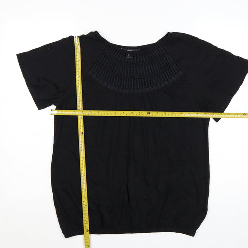 Next Women’s Black Cotton Short Sleeve Crochet Blouse UK 12