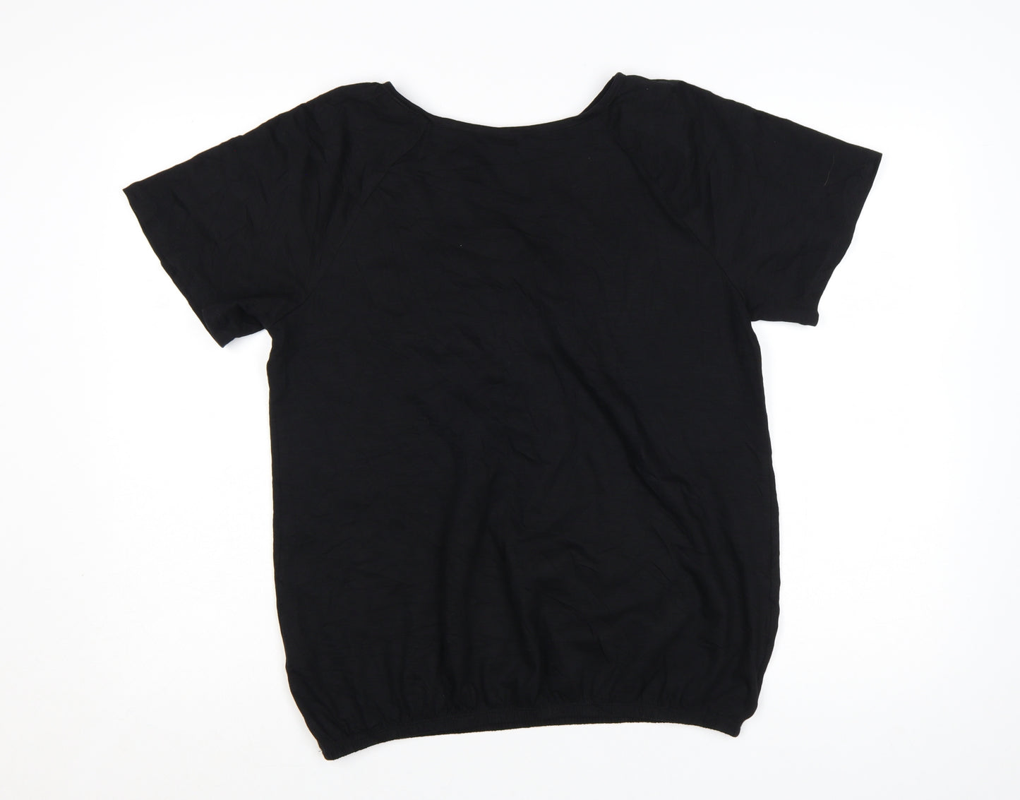 Next Women’s Black Cotton Short Sleeve Crochet Blouse UK 12