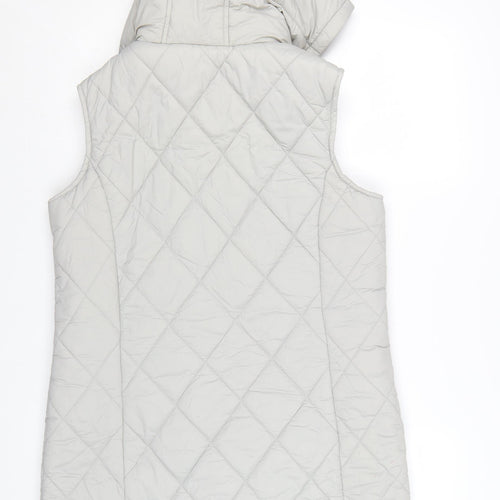 Cotton Traders Women's Grey Quilted Hooded Sleeveless Gilet Size 12