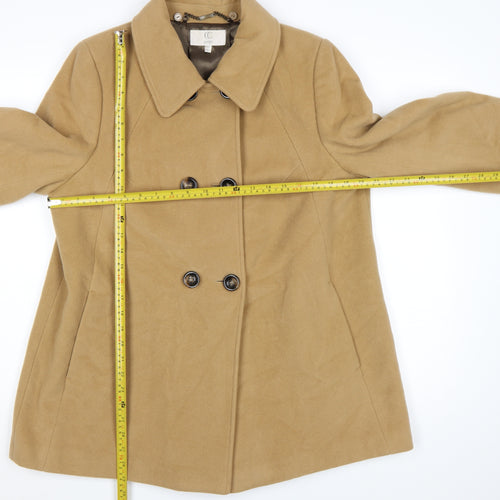 CC Petite Women's Beige Wool Pea Coat Size 16 Mid-Length