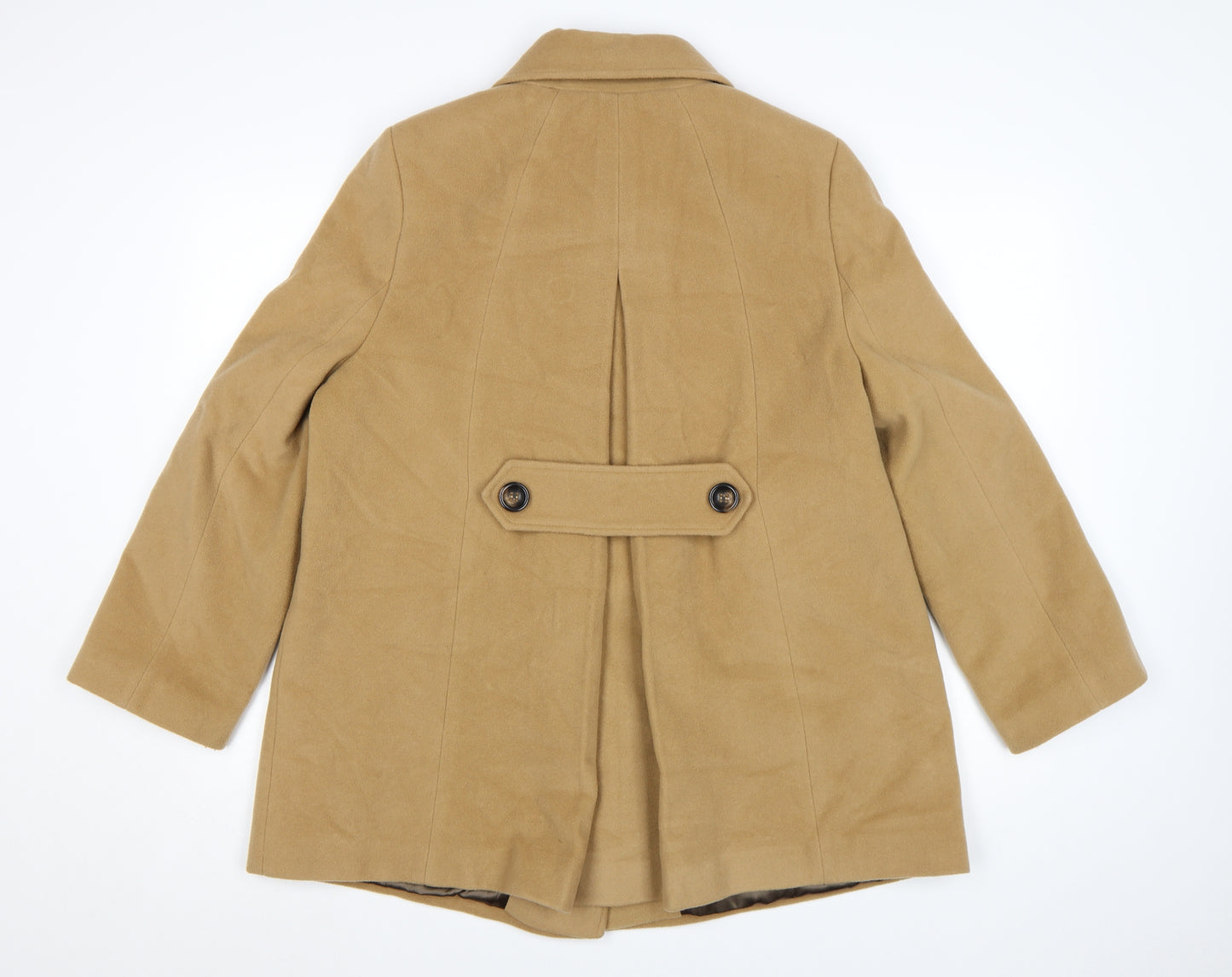 CC Petite Women's Beige Wool Pea Coat Size 16 Mid-Length