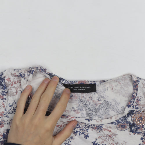 Dorothy Perkins Women’s Multicoloured Floral Beaded T-Shirt Size 12