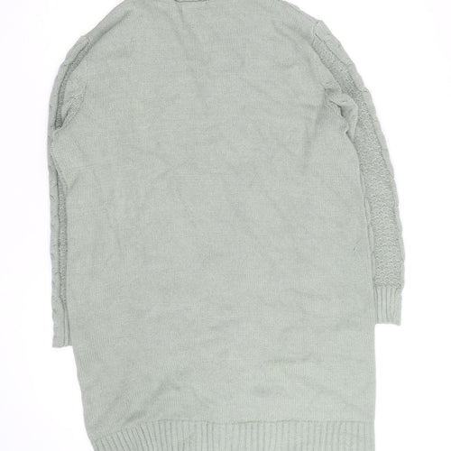 Cotton Traders Women Sage Green Cable-Knit Long Cardigan Size 16