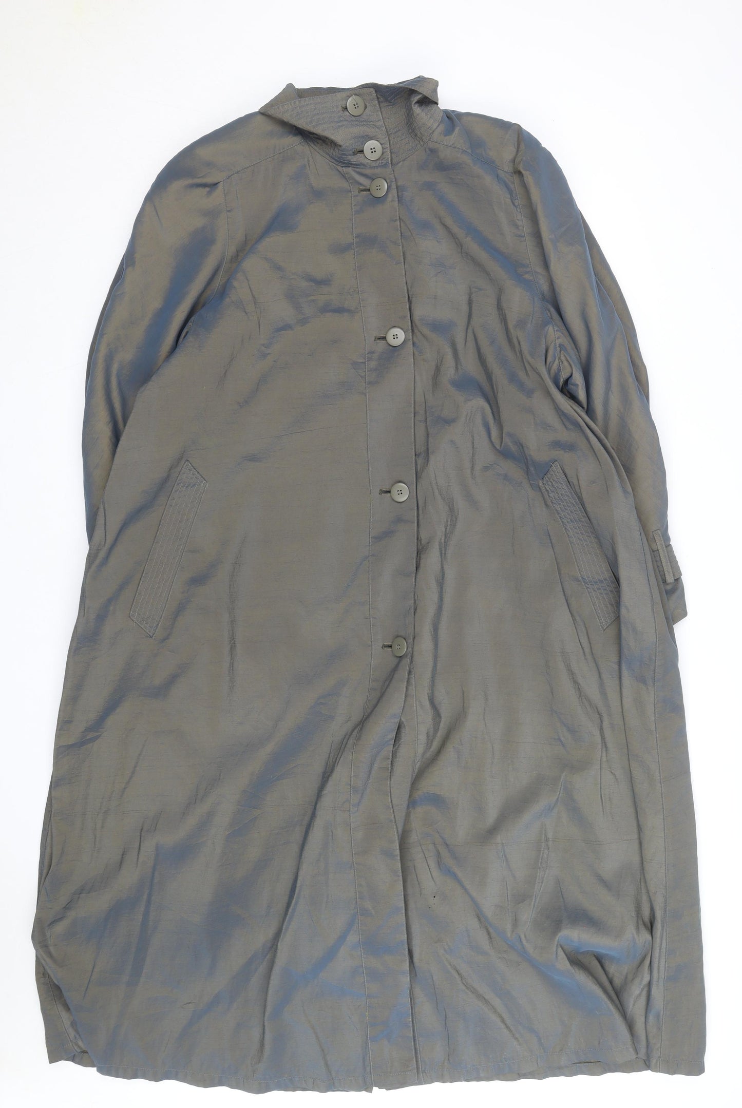 London Fog Womens Grey Long Rain Coat Size 8 Regular Classic Style