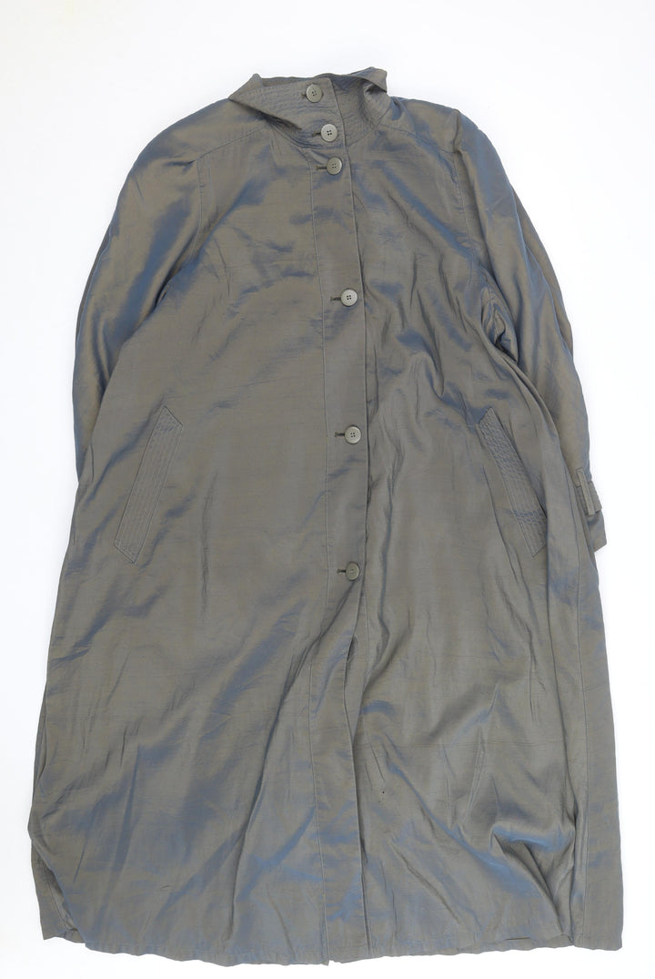 London Fog Womens Grey Long Rain Coat Size 8 Regular Classic Style