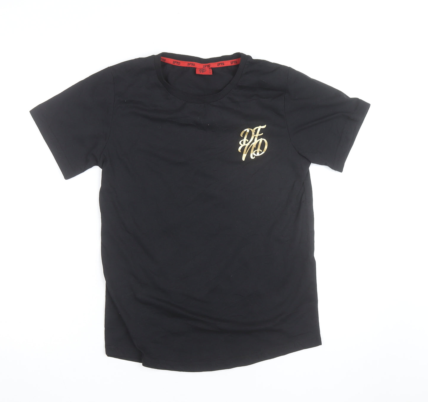 DFND Boys Black Logo Cotton T-Shirt 15-16 Years Short Sleeve Crew Neck